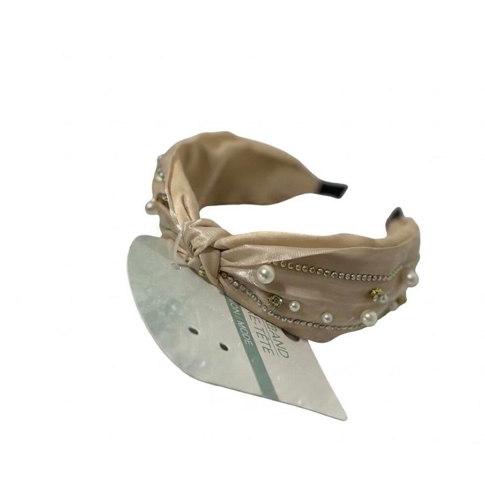 3-Piece Elegant Embellished Headband Set: Floral, Pearl, and Knot Designs - Picture 4 of 5